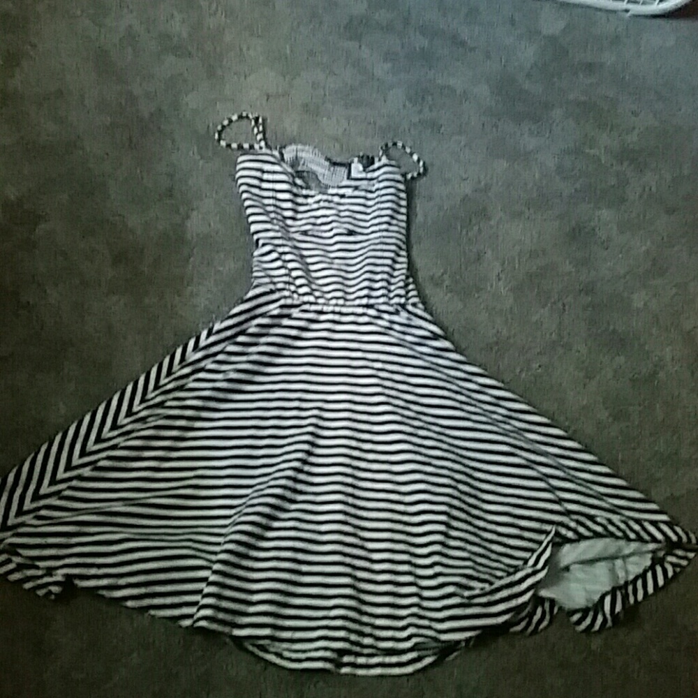 Black and white striped backless dress